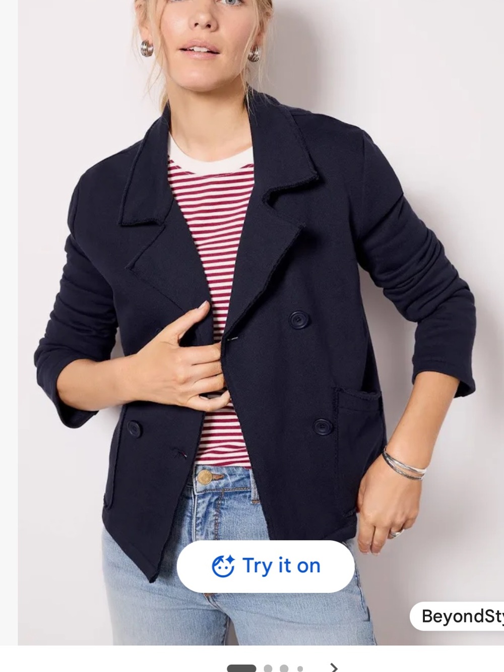 Splendid Navy Diana French Terry Blazer